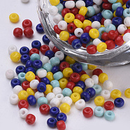 Baking Paint Glass Seed Beads, Round, Mixed Color, 3x1.5~3mm, Hole: 1mm, about 10000pcs/bag, about 450g/bag(SEED-Q025-3mm-L)