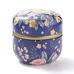 (Defective Closeout Sale; Surface Scratches) Printed Tinplate Storage Boxes, Jewelry & Aromatherapy Candle & Candy Box, Barrel with Flower Pattern, Colorful, 8.6x8.65cm(CON-XCP0001-76)