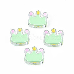 Transparent Acrylic Beads, with Enamel, Crown, Pale Green, 22x25x8mm, Hole: 2.5mm(ACRC-S039-08B)