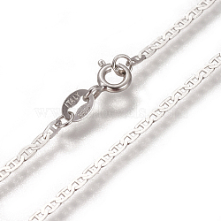 925 Sterling Silver Mariner Link Chain Necklaces, with Spring Ring Clasps, Platinum, 17.7 inch(45cm)(STER-L059-11P)