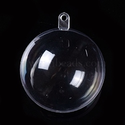 Openable Transparent Plastic Pendants, Fillable Plastic Bauble Christmas Ornament, Round, Clear, 5.9x5cm, Hole: 3mm, Inner Size: 4.85cm(CON-K007-06J)