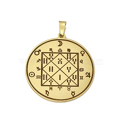 304 Stainless Steel Seven Archangels Pendants, Flat Round with Word Pattern, Golden, 38x35x1.5mm, Hole: 7.5x4mm(STAS-C063-05G)