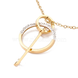 Rhinestone Ring with Skeleton Key Pendant Necklace, Ion Plating(IP) 304 Stainless Steel Jewelry for Women, Golden, 18.3 inch(46.5cm)(NJEW-P262-10G)