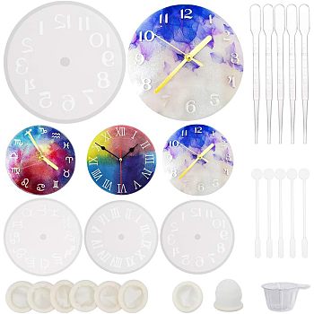 DIY Epoxy Resin Jewelry Making, with Silicone Molds, Latex Finger Cots, Plastic Stirring Rod, Mixing Dish, Dropper, White, 150.5x9mm