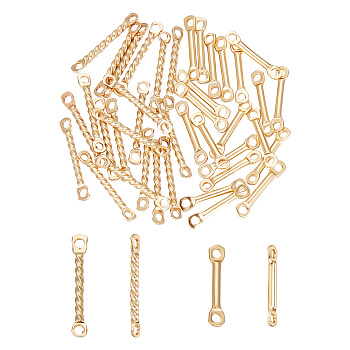 60Pcs 2 Styles 201 Stainless Steel Connector Charms, Bar Links, Golden, 12~15x1~1.3x1~1.3mm, Hole: 0.9~1.2mm, 30pcs/style