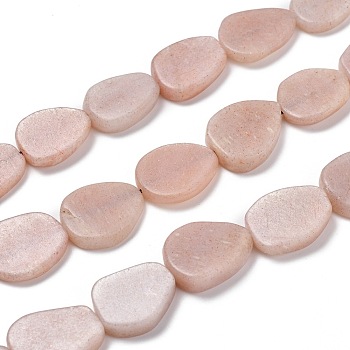 Natural Sunstone Beads Strands, Frosted, Egg Shape, 19~21x14~15x5~6mm, Hole: 1mm, about 20~22pcs/strand, 15.75 inch(40cm)