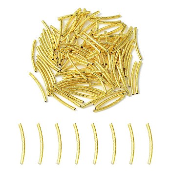 Brass Tube Beads, Curved Tube, Golden, 25x2mm, Hole: 1mm