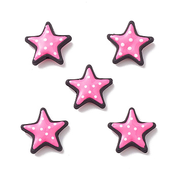 Opaque Resin Beads, Polka Dot Star, Pink, 18.5x19.5x5.2mm, Hole: 1.6mm