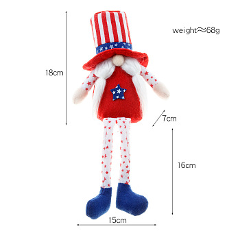 Independence Day Cloth Rudolph Doll, Long Legged Faceless Doll Figurines Desktop Ornament Festival Decoration, Red, 180x150x70mm