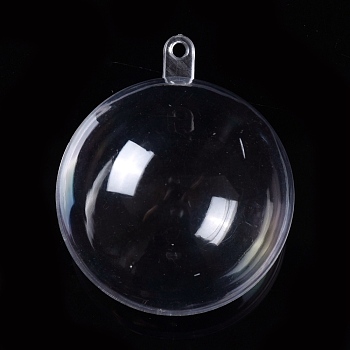 Openable Transparent Plastic Pendants, Fillable Plastic Bauble Christmas Ornament, Round, Clear, 5.9x5cm, Hole: 3mm, Inner Size: 4.85cm