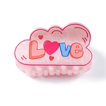 Cloud with Word Love Acrylic Claw Hair Clips, Hair Accessories for Women Girls, 45x80x43mm