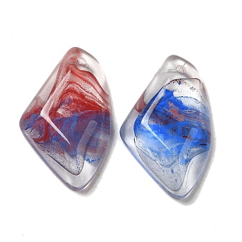 Transparent Glass Pendants, Faceted Wing Charms, FireBrick, 32.5x19x6.5mm, Hole: 1.6mm