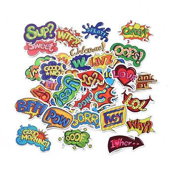 Blast Word Paper Stickers Set, Adhesive Label Stickers, for Water Bottles, Laptop, Luggage, Cup, Computer, Mobile Phone, Skateboard, Guitar Stickers, Mixed Color, 36~62x55~75x0.3mm