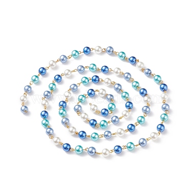 5 cadena de cuentas de perlas de vidrio hechas a mano de 5 colores.(AJEW-JB01134)-5