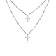 TINYSAND@ CZ Jewelry 925 Sterling Silver Cubic Zirconia Cross Pendant Two Tiered Necklaces(TS-N014-S-18)-1