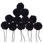 12Pcs DIY Craft Polyester Pom Pom Ball, for Hat Scarf Accessories, Black, 425x70mm(AJEW-CY0002-95A)