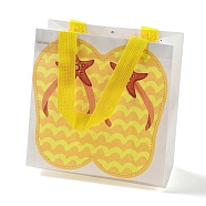 Summer Beach Theme Printed Flip Flops Non-Woven Reusable Folding Gift Bags with Handle, Portable Waterproof Shopping Bag for Gift Wrapping, Rectangle, Yellow, 9x19.8x20.5cm, Fold: 24.8x19.8x0.1cm(ABAG-F009-E01)