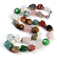 Natural Mixed Stone Nuggets Beaded Necklaces for Women Men, 20.08~21.26 inch(51~54cm)(NJEW-K388-01H)