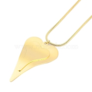 304 Stainless Steel Round Snake Chain Heart Pendant Necklaces for Women, Golden, 28.35 inch(72cm)(NJEW-H038-01G)