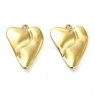 304 Stainless Steel Pendants, Heart Charm, Real 14K Gold Plated, 19x15x3mm, Hole: 1.4mm(STAS-L022-108G-01)