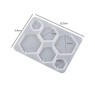 Geometry Pendant Silicone Molds, Resin Casting Molds, For UV Resin, Epoxy Resin Jewelry Making, White, Hexagon Pattern, 94x124mm(SIMO-PW0003-01C)