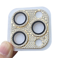 Alloy Rhinestone Mobile Phone Lens Film, Lens Protection Accessories, Compatible with 13/14/15 Pro & Pro Max Camera Lens Protector, Light Yellow, 4x4cm(PW-WG85508-03)