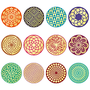 Paper Self Adhesive Gold Foil Embossed Stickers, Colorful Round Dot Decals for Seal Decoration, DIY ScrapbookScrapbook, Flower Pattern, 50x50mm, 12pcs/sheet, 10 sheets/set(DIY-WH0434-009)