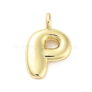 Rack Plating Brass Pendants, Cadmium Free & Lead Free, Long-Lasting Plated, Real 18K Gold Plated, Letter P, 17.5x11.5x4.5mm, hole: 2.5mm(KK-C050-01G-P)