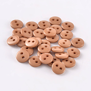 2-Hole Flat Round Resin Sewing Buttons for Costume Design, Peru, 15x2mm, Hole: 1mm(BUTT-E119-24L-09)