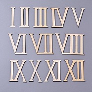 Wood Cabochon, Roman Numerals, BurlyWood, 69.5~70x16~95x2.5~3mm, 12pcs/set(WOOD-WH0098-46)
