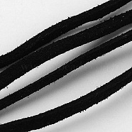 Faux Suede Cord, Faux Suede Lace, Black, 2.5x1.5mm, 33.07 inch/strand(X-LCW-D001-02)
