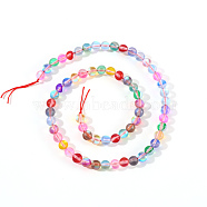 Synthetic Moonstone Beads Strands, Holographic Beads, Dyed, Frosted, Round, Mixed Color, 10mm, Hole: 1.2mm 40pcs/strand, 15.7 inch(G-S283-10mm-M)