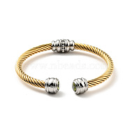 Rhinstone Open Cuff Bangle, Golden 304 Stainless Steel Jewelry for Women, Olivine, Inner Diameter: 2-1/4 inch(5.65cm)(BJEW-D449-03GP-04)