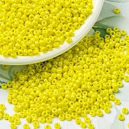MIYUKI Round Rocailles Beads, Japanese Seed Beads, (RR422) Opaque Yellow Luster, 8/0, 3mm, Hole: 1mm, about 422~455pcs/10g(X-SEED-G008-RR0422)