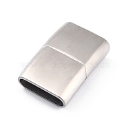 304 Stainless Steel Magnetic Clasps with Glue-in Ends, Matte Style, Rectangle, Stainless Steel Color, 28.5x18.5x7mm, Hole: 5x16.5mm(STAS-F276-02P)