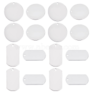 DICOSMETIC 20Pcs 2 Style 304 Stainless Steel Pendants, Stamping Blank Tag, Rectangle & Flat Round, Stainless Steel Color, 10pcs/style(STAS-DC0002-70)