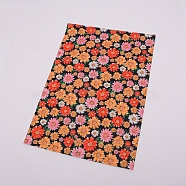Flower Pattern Imitation Leather Fabric, for DIY Earrings Making, Red, 21x30cm(DIY-WH0183-06F)