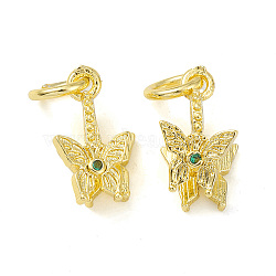 Rack Plating Brass Pave Cubic Zirconia Butterfly Ice Pick Pinch Bails, Cadmium Free & Lead Free, Long-Lasting Plated, Real 18K Gold Plated, 13.5x7.5x7.5mm, Hole: 4mm, Pin: 0.8mm(KK-G464-06G)