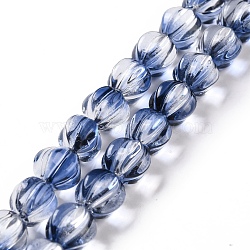 Transparent Glass Beads Strands, Lantern, Prussian Blue, 10.5x9.5x10.5mm, Hole: 1mm, about 38pcs/strand, 15.24 inch(38.7cm)(GLAA-F114-02B-14)