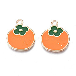 Alloy Enamel Pendants, Cadmium Free & Lead Free, Orange, Light Gold, Dark Orange, 19x17x1mm, Hole: 1.8mm(PALLOY-N160-025)