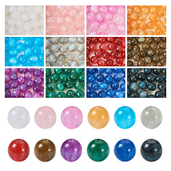 360Pcs 12 Colros Round Imitation Cat Eye Resin Beads, with Glitter Powder, Mixed Color, 8x7mm, Hole: 1.8~2mm, 30pcs/color(OACR-TA0001-12)
