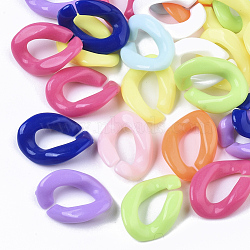Opaque Acrylic Linking Rings, Quick Link Connectors, For Jewelry Curb Chains Making, Twist, Mixed Color, 19x13x4mm, Inner Diameter: 5x9mm, about 1250pcs/500g(SACR-R248-01)