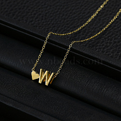 Alloy Letter Heart Pendant Necklaces for Women, Golden, Letter W, 15.75 inch(40cm)(WGBB55E-19)