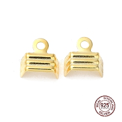 925 Sterling Silver Folding Crimp Ends, Real 18K Gold Plated, 7x6.5mm, Hole: 1.4mm, Inner Diameter: 6.5mm(STER-D006-26G)