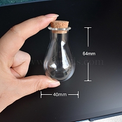 Glass Bottle, with Cork Plug, Wishing Bottle, Clear, 4x6.4cm(PW-WG41467-03)
