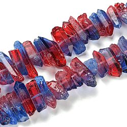 Natural Dyed Quartz Beads Strands, Two Tone Color, Chip, FireBrick, 17~27x5~9x7~9mm, Hole: 1mm, about 66pcs/strand, 16.14''(41cm)(G-G791-14K)