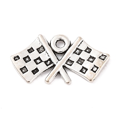 Tibetan Style Alloy Pendants, Cadmium Free & Lead Free, Racing Flag, Antique Silver, 12x22x1.5mm, Hole: 1.5mm(X-TIBEP-R304-009AS-LF)