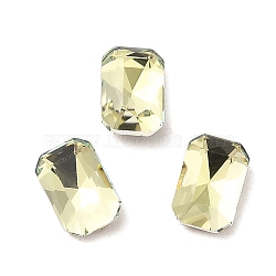 Glass Rhinestone Cabochons, Point Back & Back Plated, Faceted, Rectangle, Jonquil, 6x4x2mm(RGLA-P037-04A-D337)