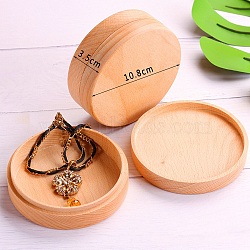 Round Wood Ring Box, Wooden Gift Packaging Box, PeachPuff, 3.5x10cm(PW-WG90837-04)