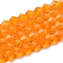 Transparent Glass Beads Strands, Faceted, Bicone, Orange, 3.5~3.8x3mm, Hole: 0.8mm, about 113~115pcs/strand, 36~36.5cm(GLAA-F029-3mm-23)